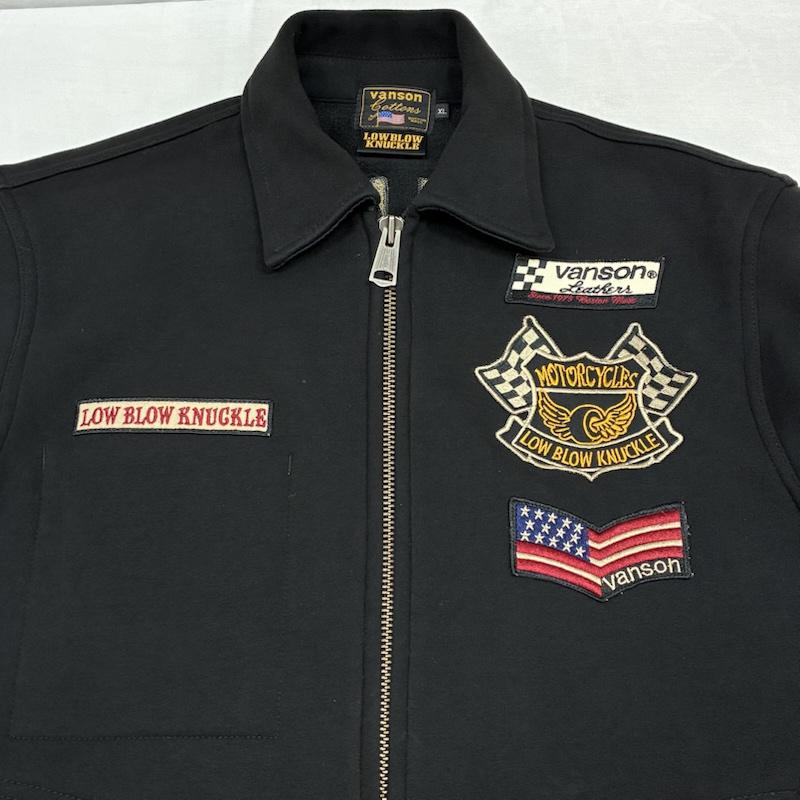 ヴァンソン VANSON ジャケット、上着 ライダース LOWBLOW KNUCKLE コラボ シングル コットン ライダース 裏起毛 ジャケット XL ロゴ、文字 X 刺繍 黒 / ブラック / black メンズ USED 古着 中古 50152726