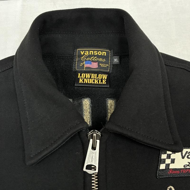 ヴァンソン VANSON ジャケット、上着 ライダース LOWBLOW KNUCKLE コラボ シングル コットン ライダース 裏起毛 ジャケット XL ロゴ、文字 X 刺繍 黒 / ブラック / black メンズ USED 古着 中古 50152726