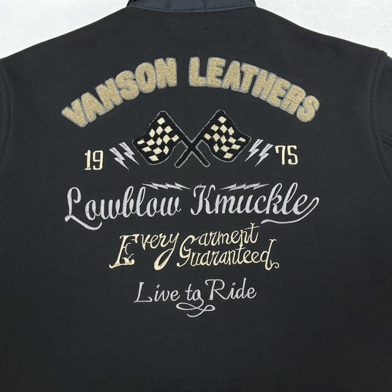 ヴァンソン VANSON ジャケット、上着 ライダース LOWBLOW KNUCKLE コラボ シングル コットン ライダース 裏起毛 ジャケット XL ロゴ、文字 X 刺繍 黒 / ブラック / black メンズ USED 古着 中古 50152726