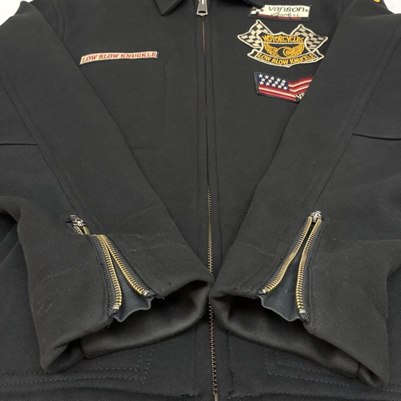 ヴァンソン VANSON ジャケット、上着 ライダース LOWBLOW KNUCKLE コラボ シングル コットン ライダース 裏起毛 ジャケット XL ロゴ、文字 X 刺繍 黒 / ブラック / black メンズ USED 古着 中古 50152726