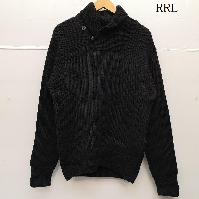 ダブルアールエル ラルフローレン RRL RALPH LAUREN トップス トップス 00s 一つ星 タグ ハンドニット ショールカラー セーター M 黒 / ブラック / black メンズ USED 古着 中古 50152729