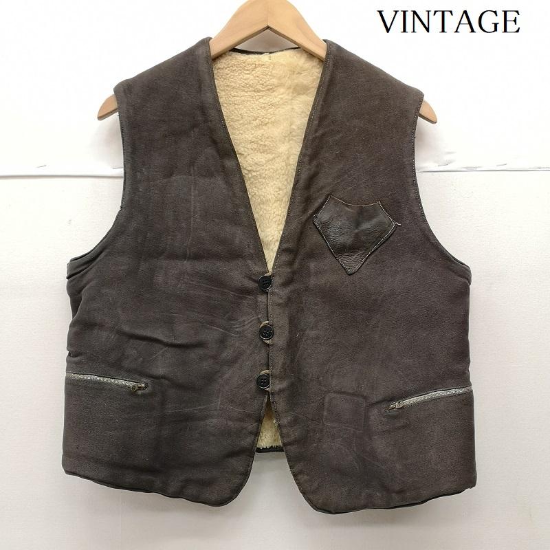ヴィンテージ VINTAGE ジャケット、上着 ジャンパー、ブルゾン 40s ボア ウール ベスト メンズ USED 古着 中古 50152741