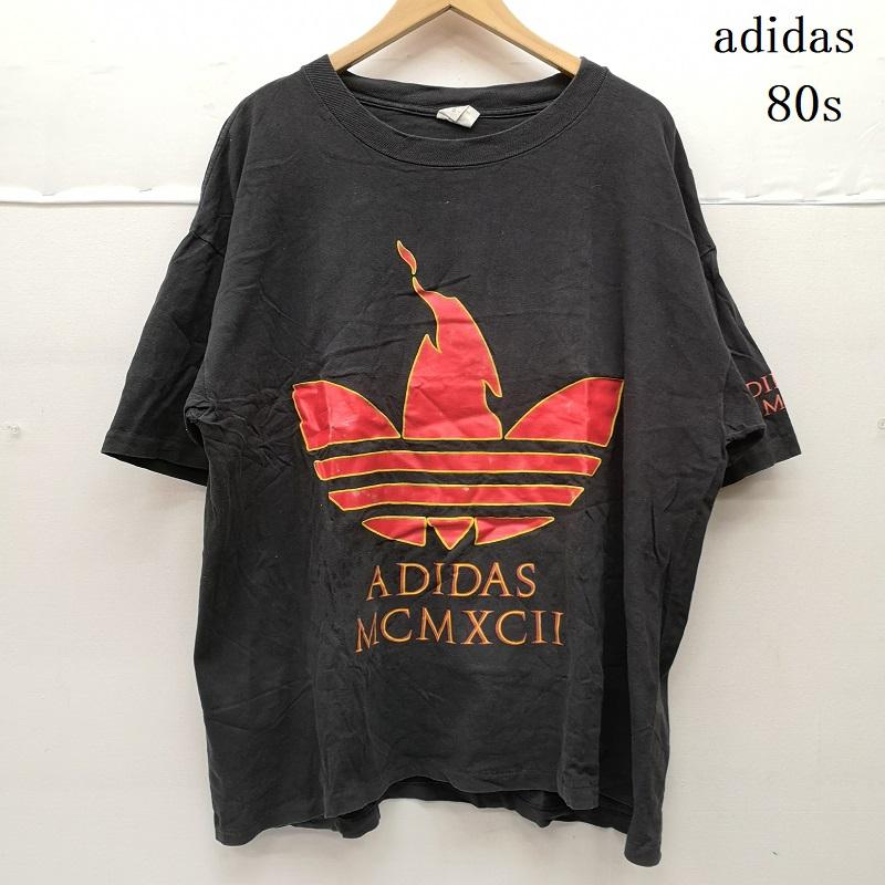アディダス adidas トップス トップス 80s usa製 MCMXCII 半袖 Tシャツ L 黒 / ブラック / black メンズ USED 古着 中古 50152746
