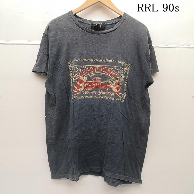 ダブルアールエル ラルフローレン RRL RALPH LAUREN トップス トップス 90s PRINT LOGO T-SHIRT プリント ロゴ Tシャツ トラック ひいらぎ USA製 三ツ星タグ L 黒 / ブラック / black メンズ USED 古着 中古 50152747