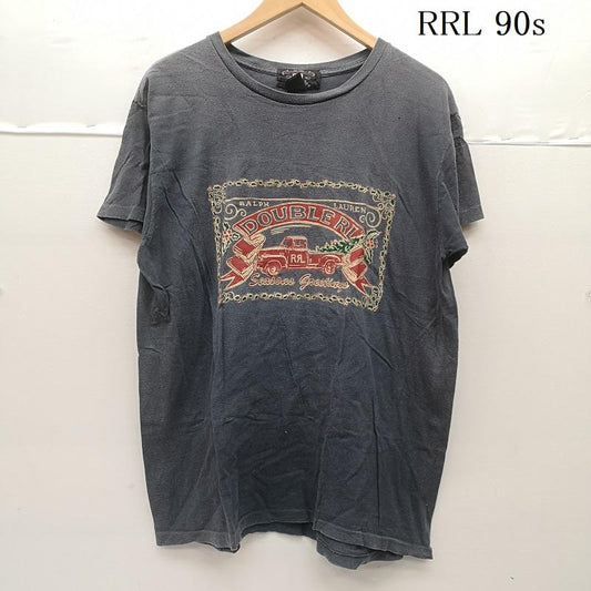 ダブルアールエル ラルフローレン RRL RALPH LAUREN トップス トップス 90s PRINT LOGO T-SHIRT プリント ロゴ Tシャツ トラック ひいらぎ USA製 三ツ星タグ L 黒 / ブラック / black メンズ USED 古着 中古 50152747