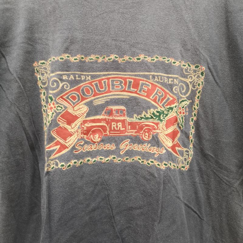 ダブルアールエル ラルフローレン RRL RALPH LAUREN トップス トップス 90s PRINT LOGO T-SHIRT プリント ロゴ Tシャツ トラック ひいらぎ USA製 三ツ星タグ L 黒 / ブラック / black メンズ USED 古着 中古 50152747