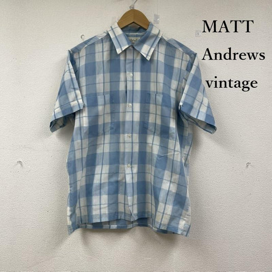 古着 USED トップス トップス 60s 70s MATT Andrews ヴィンテージ オープン カラー チェック 半袖 ボックス シャツ M 水色 / ライトブルー / メンズ USED 古着 中古 50152767