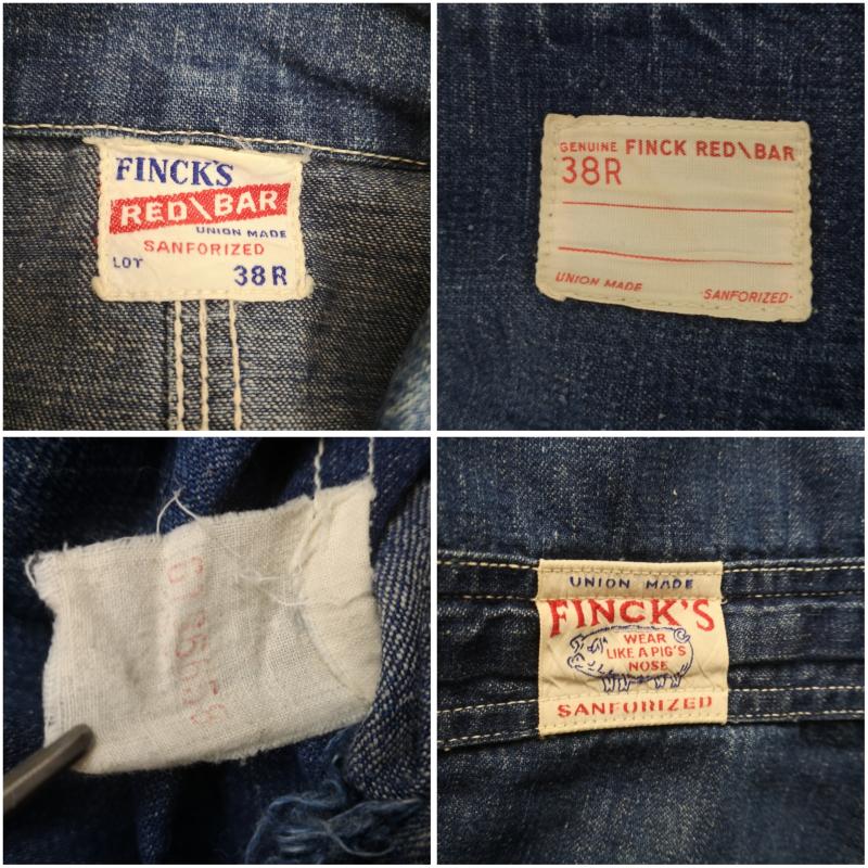 ヴィンテージ VINTAGE ボトムス ボトムス 40s 50s FINCK S フィンクス デニム ジャンプスーツ つなぎ オールインワン 38 インディゴ / インディゴ / Indigo メンズ USED 古着 中古 50152790