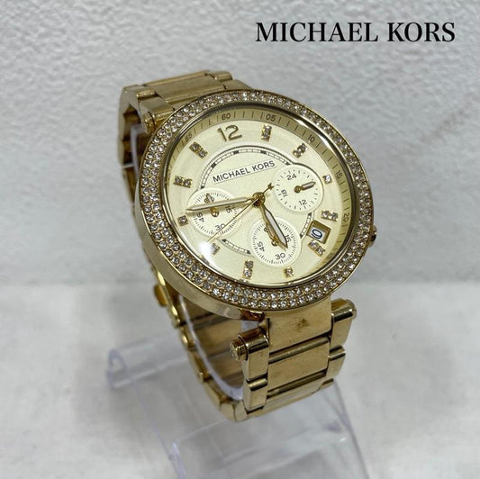 マイケルコース MICHAEL KORS ファッション小物 ファッション小物 腕時計 アナログ ラインストーン クロノグラフ ウォッチ - 金 / ゴールド / gold color レディース USED 古着 中古 50152798