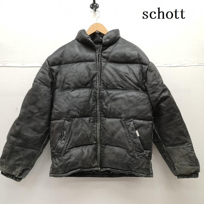 ショット schott ジャケット、上着 ジャンパー、ブルゾン 214D ラム レザー オール ダウン ジャケット USA製 40 黒 / ブラック / black メンズ USED 古着 中古 50152799