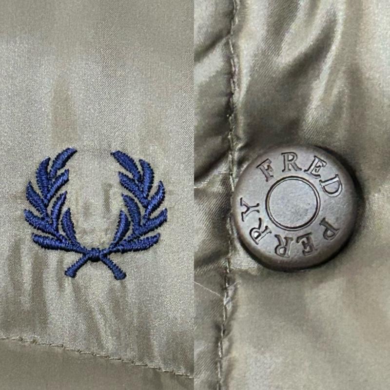フレッドペリー FRED PERRY ジャケット、上着 ダウンジャケット フード付き ファー付き ブラウン ロゴ刺繍 Lサイズ L 無地 X ロゴ、文字 茶 / ブラウン / brown レディース USED 古着 中古 50152803