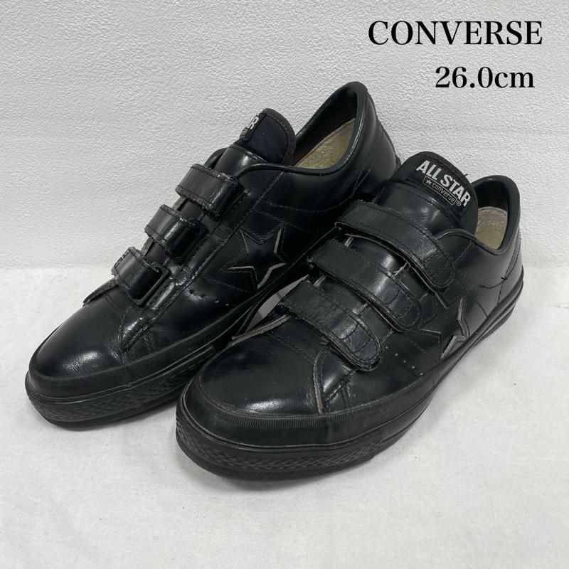 コンバース CONVERSE シューズ シューズ ベルクロ オールスター オールブラック ワンスター 日本製 レザー ローカット スニーカー 26.0cm ヴィンテージ 26.0cm ロゴ、文字 黒 / ブラック / black メンズ USED 古着 中古 50152821