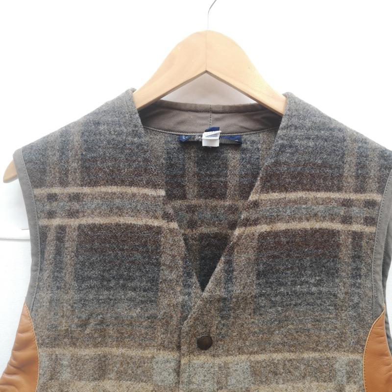 ラルフローレン RALPHLAUREN トップス トップス 80s 90s ウール ベスト ジャケット チェック柄 レザートリム USA製 M 茶 / ブラウン / brown メンズ USED 古着 中古 50152857