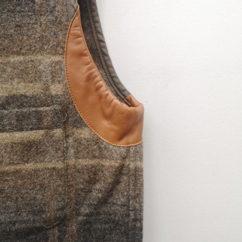 ラルフローレン RALPHLAUREN トップス トップス 80s 90s ウール ベスト ジャケット チェック柄 レザートリム USA製 M 茶 / ブラウン / brown メンズ USED 古着 中古 50152857