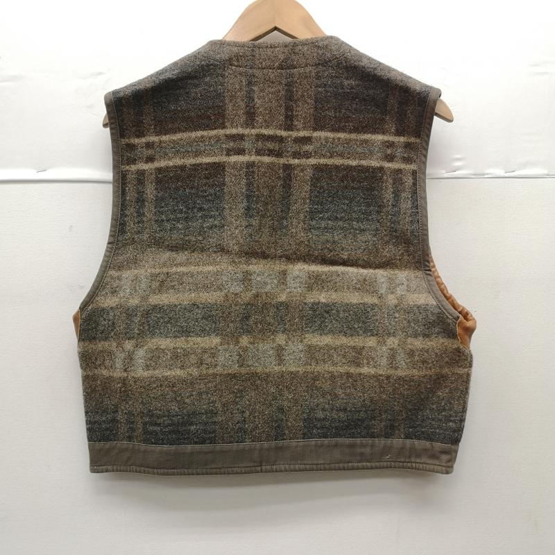 ラルフローレン RALPHLAUREN トップス トップス 80s 90s ウール ベスト ジャケット チェック柄 レザートリム USA製 M 茶 / ブラウン / brown メンズ USED 古着 中古 50152857