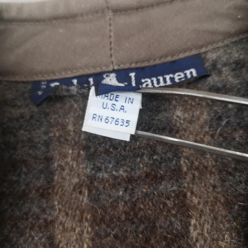 ラルフローレン RALPHLAUREN トップス トップス 80s 90s ウール ベスト ジャケット チェック柄 レザートリム USA製 M 茶 / ブラウン / brown メンズ USED 古着 中古 50152857