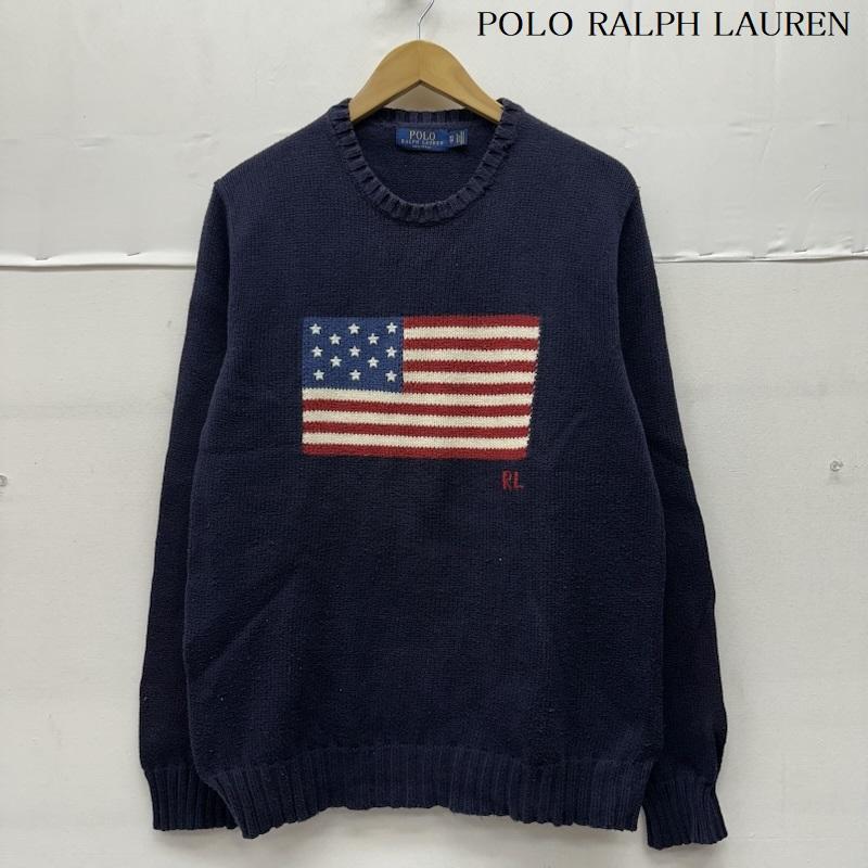 ポロラルフローレン POLO RALPH LAUREN トップス トップス USA製 星条旗 アイコニック フラッグ ニット セーター XS 紺 / ネイビー / navy メンズ USED 古着 中古 50152888
