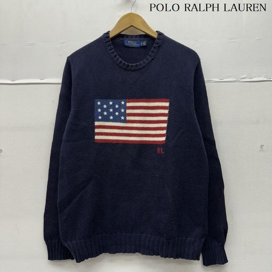 ポロラルフローレン POLO RALPH LAUREN トップス トップス USA製 星条旗 アイコニック フラッグ ニット セーター XS 紺 / ネイビー / navy メンズ USED 古着 中古 50152888