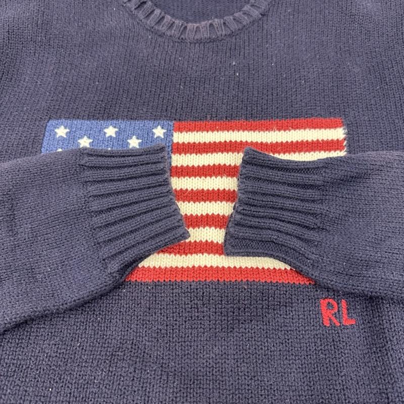 ポロラルフローレン POLO RALPH LAUREN トップス トップス USA製 星条旗 アイコニック フラッグ ニット セーター XS 紺 / ネイビー / navy メンズ USED 古着 中古 50152888