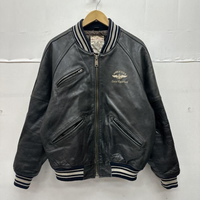 アヴィレックス AVIREX ジャケット、上着 ジャンパー、ブルゾン 80s 90s VARSITY LEATHER アーチロゴ ワッペン ラム レザー スタジャン S 黒 / ブラック / black メンズ USED 古着 中古 50152892