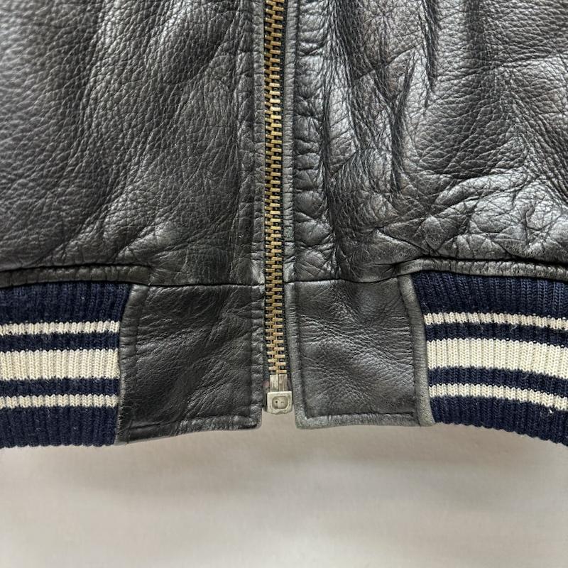 アヴィレックス AVIREX ジャケット、上着 ジャンパー、ブルゾン 80s 90s VARSITY LEATHER アーチロゴ ワッペン ラム レザー スタジャン S 黒 / ブラック / black メンズ USED 古着 中古 50152892