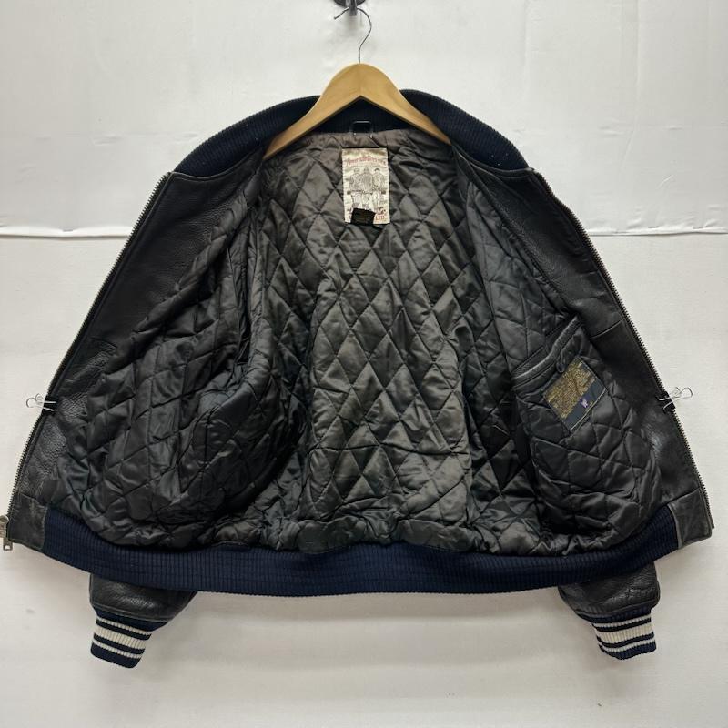 アヴィレックス AVIREX ジャケット、上着 ジャンパー、ブルゾン 80s 90s VARSITY LEATHER アーチロゴ ワッペン ラム レザー スタジャン S 黒 / ブラック / black メンズ USED 古着 中古 50152892