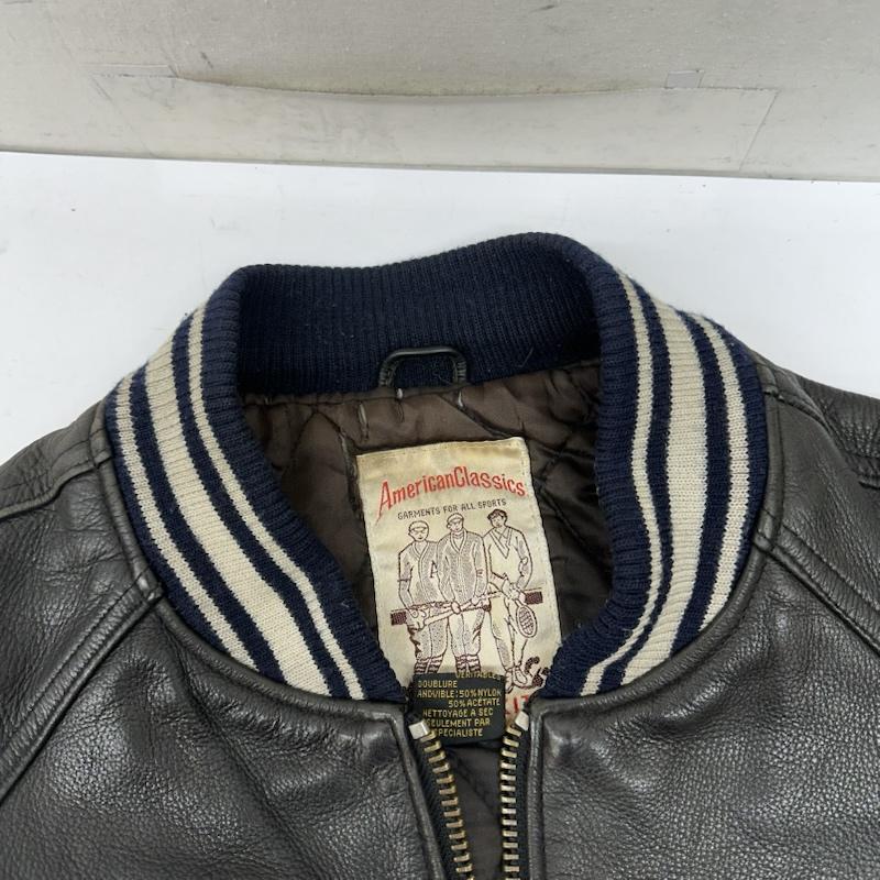 アヴィレックス AVIREX ジャケット、上着 ジャンパー、ブルゾン 80s 90s VARSITY LEATHER アーチロゴ ワッペン ラム レザー スタジャン S 黒 / ブラック / black メンズ USED 古着 中古 50152892