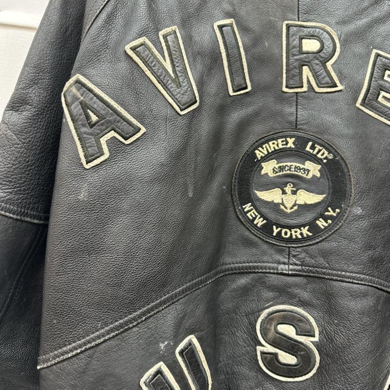 アヴィレックス AVIREX ジャケット、上着 ジャンパー、ブルゾン 80s 90s VARSITY LEATHER アーチロゴ ワッペン ラム レザー スタジャン S 黒 / ブラック / black メンズ USED 古着 中古 50152894