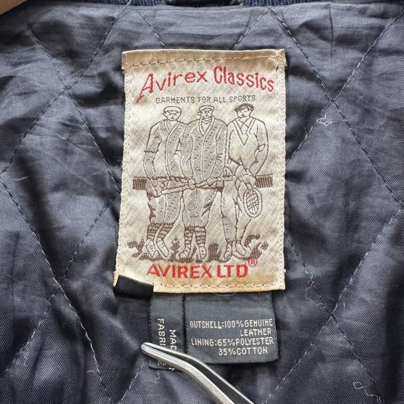 アヴィレックス AVIREX ジャケット、上着 ジャンパー、ブルゾン 80s 90s VARSITY LEATHER アーチロゴ ワッペン ラム レザー スタジャン S 黒 / ブラック / black メンズ USED 古着 中古 50152894