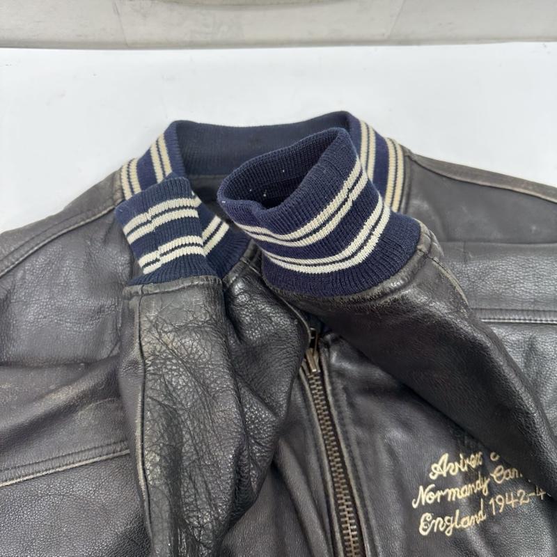 アヴィレックス AVIREX ジャケット、上着 ジャンパー、ブルゾン 80s 90s VARSITY LEATHER アーチロゴ ワッペン ラム レザー スタジャン S 黒 / ブラック / black メンズ USED 古着 中古 50152894