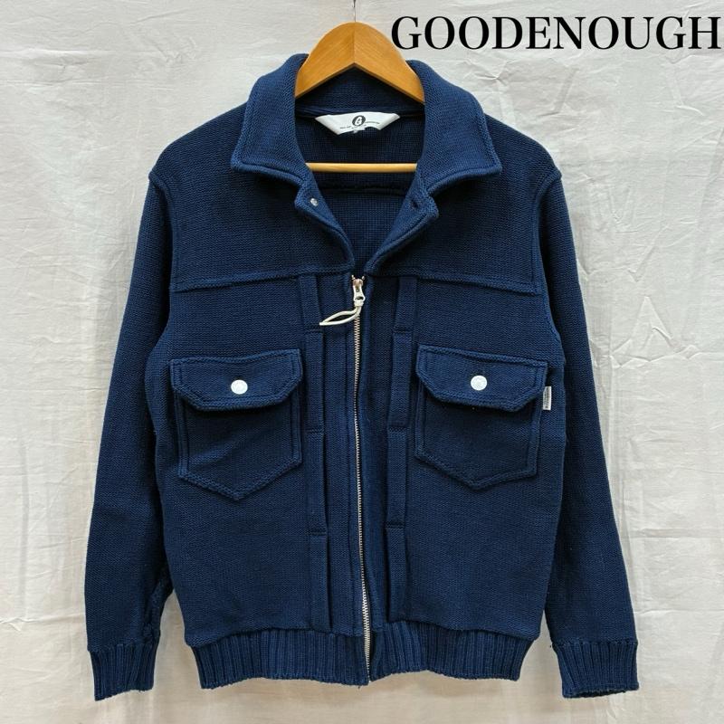 グッドイナフ GOODENOUGH ジャケット、上着 ジャンパー、ブルゾン ケーブルニット ジップアップ トラッカー ジャケット オールド アーカイブ 2 ワンポイント X ロゴ、文字 紺 / ネイビー / navy メンズ USED 古着 中古 50152903