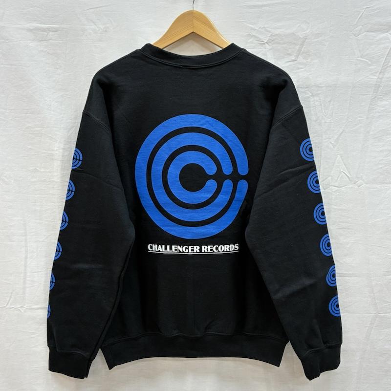 チャレンジャー CHALLENGER トレーナー 長袖 CHALLENGER RECORDS SWEAT プルオーバー クルーネック スウェット トレーナー M ロゴ、文字 X プリント 黒 / ブラック / black メンズ USED 古着 中古 50152909