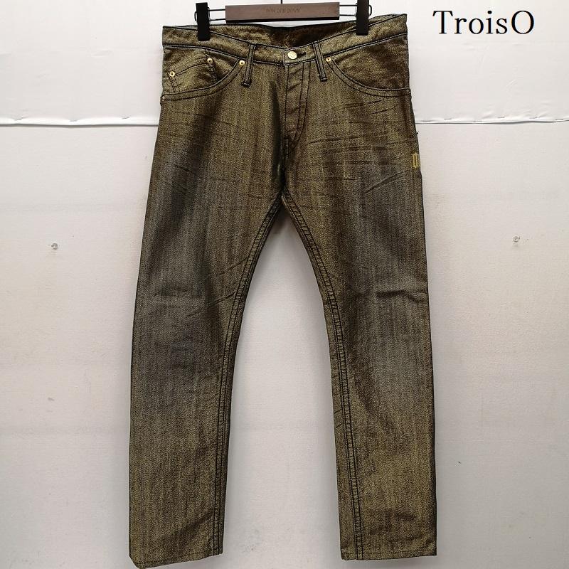 トロワゾ TroisO ボトムス ボトムス 金ボタン ゴールド ラメ デニム パンツ y2k 31インチ 金 / ゴールド / gold color メンズ USED 古着 中古 50152918