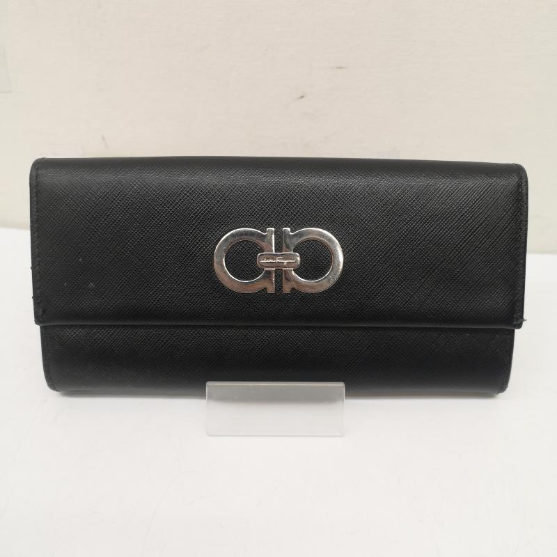 サルヴァトーレフェラガモ Salvatore Ferragamo ファッション小物 ファッション小物 ガンチーニ 二つ折り 長財布 ロングウォレット - 黒 / ブラック / black メンズ USED 古着 中古 50152921