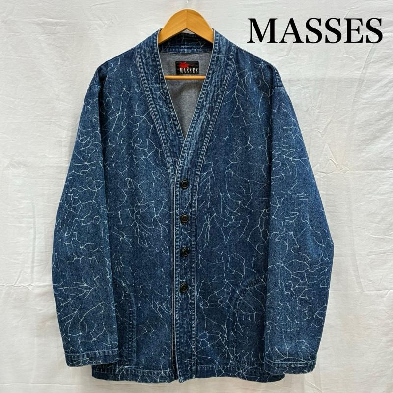 古着 USED ジャケット、上着 ジャンパー、ブルゾン MASSES マシス クラック デニム ジャケット ノーカラー カバーオール S インディゴ / インディゴ / Indigo メンズ USED 古着 中古 50152927