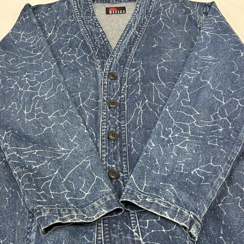 古着 USED ジャケット、上着 ジャンパー、ブルゾン MASSES マシス クラック デニム ジャケット ノーカラー カバーオール S インディゴ / インディゴ / Indigo メンズ USED 古着 中古 50152927
