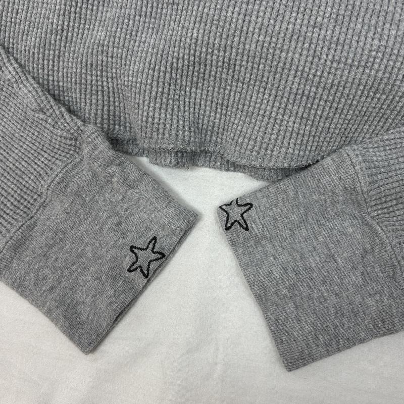 エムアンドエム M&M トップス トップス ロゴ 刺繍 クルーネック 長袖 サーマル カットソー M 灰 / グレー / gray メンズ USED 古着 中古 50152938