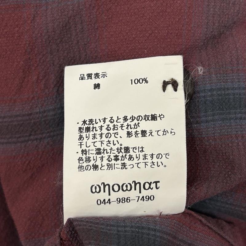 フーワット WhoWhat トップス トップス チェック柄 ロング丈 オーバーサイズ 長袖 シャツ サイドスリット - チェック メンズ USED 古着 中古 50152961