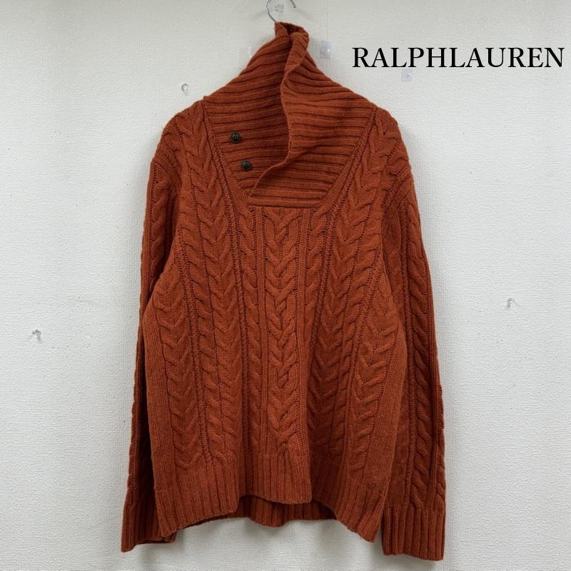 ラルフローレン RALPHLAUREN トップス トップス メリノウール ケーブル ニット セーター 長袖 ショール カラー セーター﻿ 45026 XL 橙 / オレンジ / orange メンズ USED 古着 中古 50152980