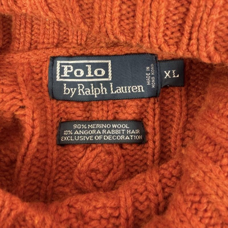 ラルフローレン RALPHLAUREN トップス トップス メリノウール ケーブル ニット セーター 長袖 ショール カラー セーター﻿ 45026 XL 橙 / オレンジ / orange メンズ USED 古着 中古 50152980