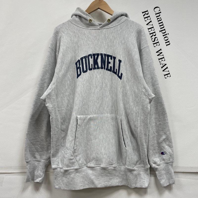チャンピオン Champion トップス トップス 80’s 90 s REVERSEWEAVE リバースウィーブ プルオーバー フーディー プリント パーカー BUCKNELL USA製 ヴィンテージ XXL ロゴ、文字 X プリント 灰 / グレー / gray X 紺 / ネイビー / navy X 橙 / オレンジ / orange メンズ USED 古着 中古 50152991