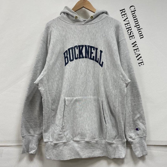 チャンピオン Champion トップス トップス 80’s 90 s REVERSEWEAVE リバースウィーブ プルオーバー フーディー プリント パーカー BUCKNELL USA製 ヴィンテージ XXL ロゴ、文字 X プリント 灰 / グレー / gray X 紺 / ネイビー / navy X 橙 / オレンジ / orange メンズ USED 古着 中古 50152991