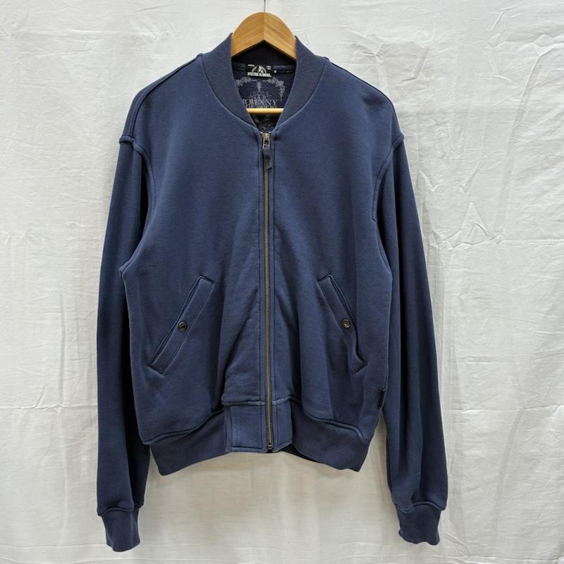 ヒステリックグラマー HYSTERIC GLAMOUR ジャケット、上着 ジャンパー、ブルゾン ニューヨークドールズ ジョニーサンダース スウェット MA-1 ボンバージャケット スタジャン M ロゴ、文字 X プリント 紺 / ネイビー / navy メンズ USED 古着 中古 50152994