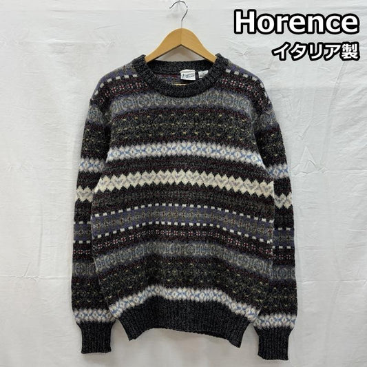 古着 USED トップス トップス Horence イタリア製 総柄 バージン ウール クルーネック ニット セーター M 総柄 メンズ USED 古着 中古 50153013