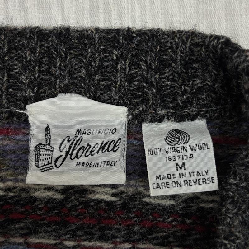 古着 USED トップス トップス Horence イタリア製 総柄 バージン ウール クルーネック ニット セーター M 総柄 メンズ USED 古着 中古 50153013