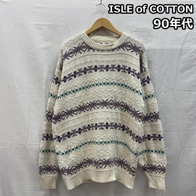 古着 USED トップス トップス ISLE of COTTON 90年代 ビンテージ USA製 総柄 ニット セーター 90s VINTAGE L 総柄 メンズ USED 古着 中古 50153014