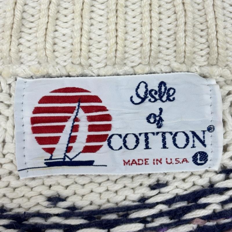 古着 USED トップス トップス ISLE of COTTON 90年代 ビンテージ USA製 総柄 ニット セーター 90s VINTAGE L 総柄 メンズ USED 古着 中古 50153014