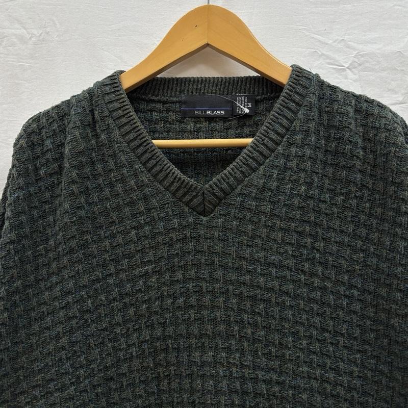 古着 USED トップス トップス BILL BLASS 90年代 ビンテージ USA製 Vネック サーマル ニット セーター 90s VINTAGE M メンズ USED 古着 中古 50153015