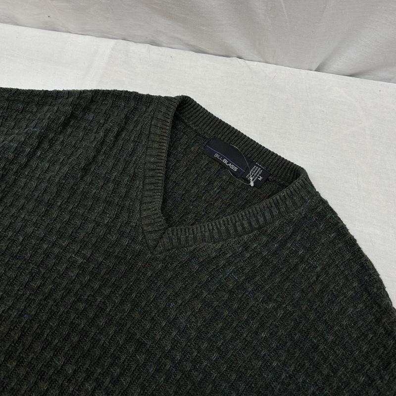 古着 USED トップス トップス BILL BLASS 90年代 ビンテージ USA製 Vネック サーマル ニット セーター 90s VINTAGE M メンズ USED 古着 中古 50153015