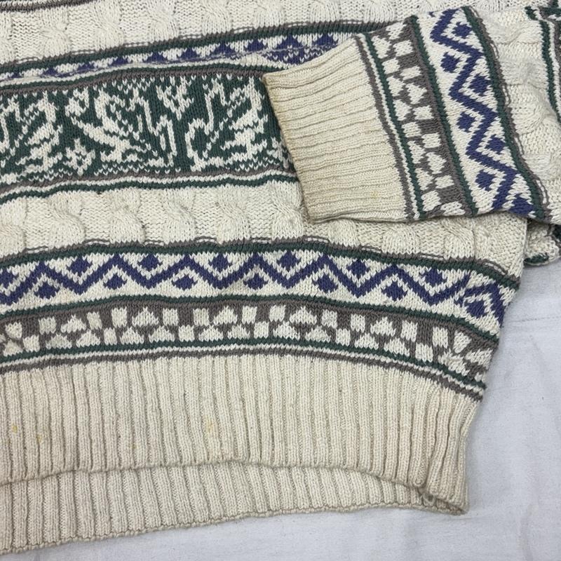 古着 USED トップス トップス CROSSINGS 90年代 ビンテージ USA製 総柄 コットン ニット セーター 90s VINTAGE L 総柄 メンズ USED 古着 中古 50153018